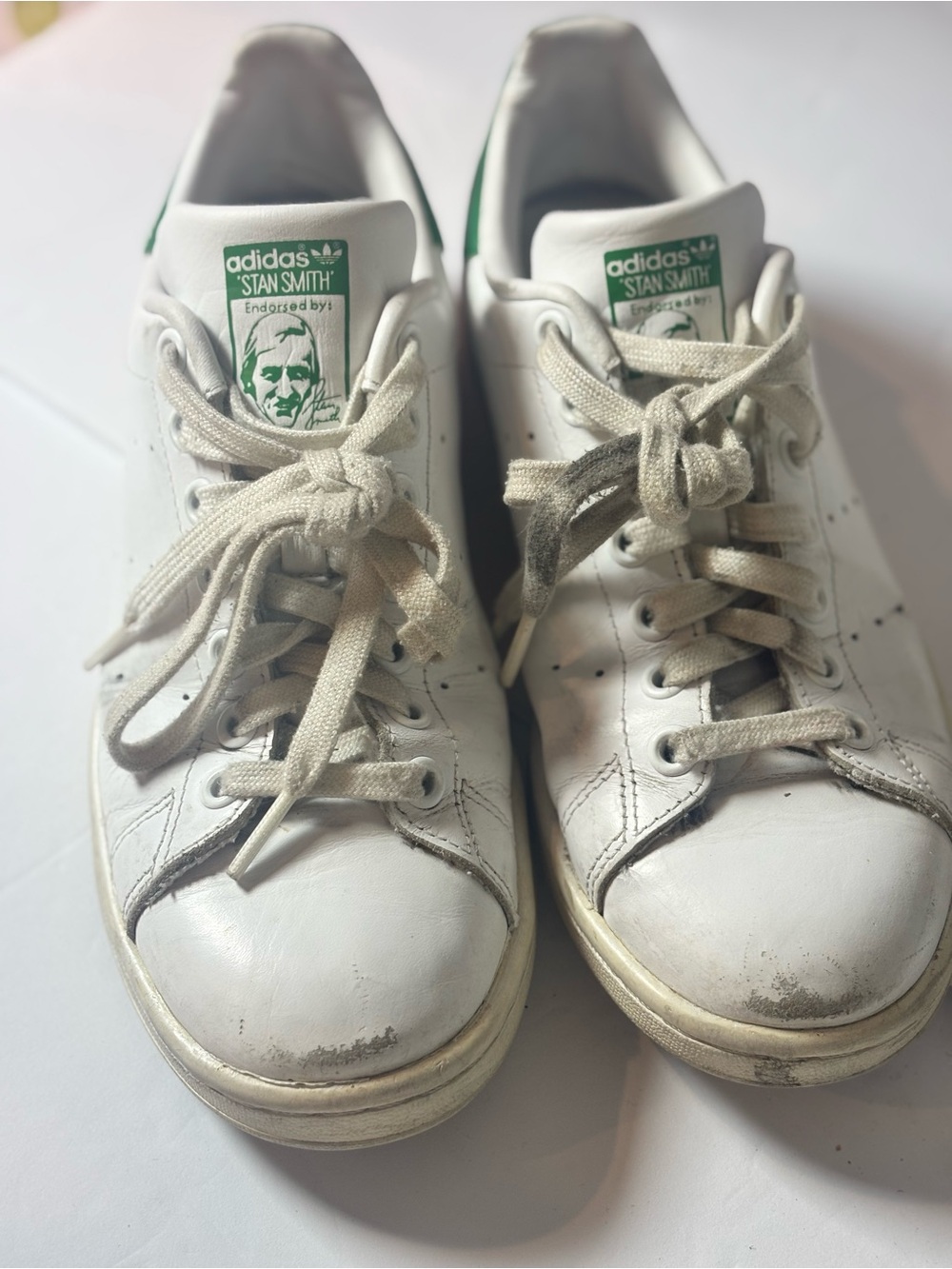 adidas White and Green Stan Smith Sneakers